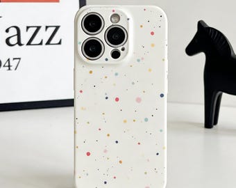 Minimalistische Regenbogen Speckle Handyhülle, moderne Pastell Dot iPhone Hülle