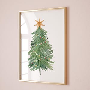 Christmas Tree Watercolor Print, Christmas Home Decor, Printable Christmas wall art, Christmas decoration, Printable Christmas Pine tree