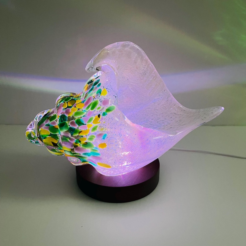 Handblown Glass Conch Shell Night Light - Large 8" Seashell Table Lamp ...
