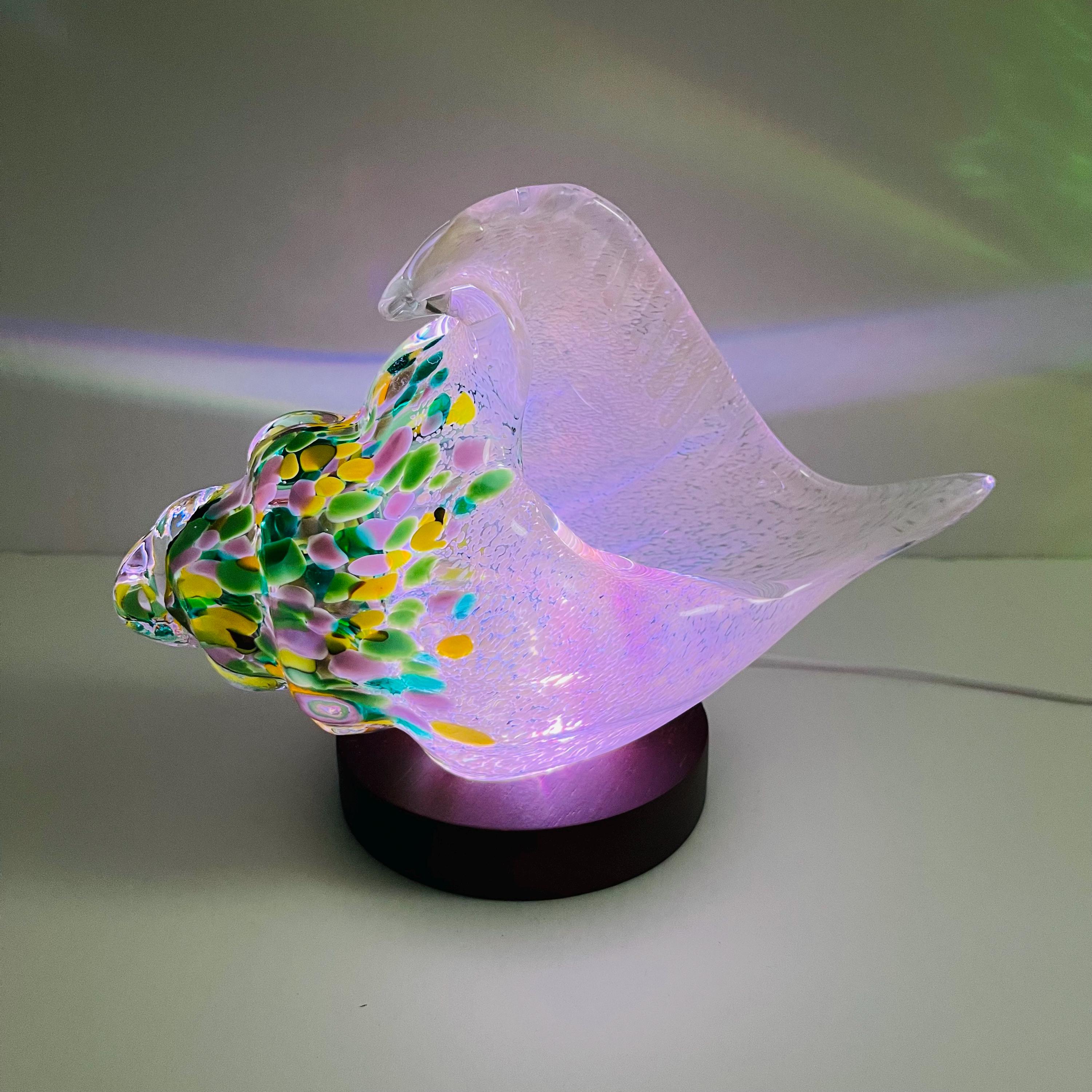 Handblown Glass Conch Shell Night Light - Large 8" Seashell Table Lamp ...