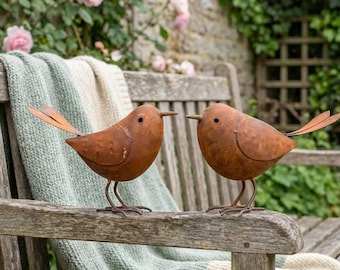 Roestige metalen vogelstandbeelden Tuinbankdecoratie Buitenterras Cadeau