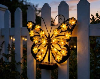 Solar Butterfly Garden Light Outdoor Fence Decor Patio Yard Ornament