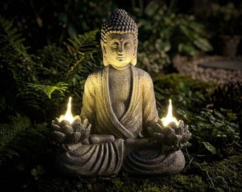 Statue de jardin de Bouddha, méditation à la lumière solaire, décoration de jardin zen extérieure