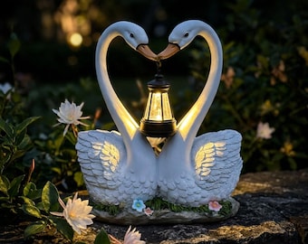 Estatua de farol solar para jardín con forma de cisne, decoración para patio y jardín, regalo