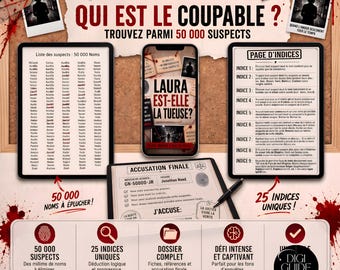 Clara est-elle la tueuse ? 25 indices, 50 000 suspects, 1 seul coupable. Puzzle imprimable pour adultes, PDF Téléchargement immédiat