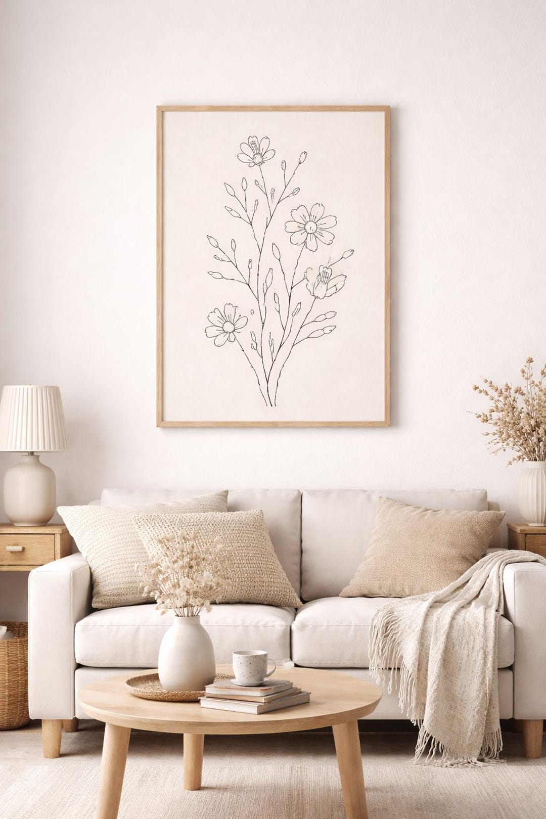 Minimal Botanical Line Art Print - Digital Download - Scandinavian Wall ...