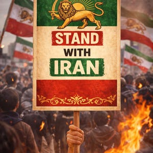 イランを支持するポスター - デジタルダウンロード - イラン国旗のライオンの紋章 - 印刷可能な壁アート