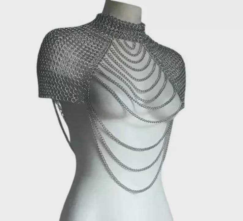 Medieval Chainmail Collar Shoulder Armor Adjustable Chainmail Chain ...