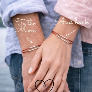 Conjunto de pulseras con código Morse: De ida y vuelta a la Luna, joyería con mensaje oculto
