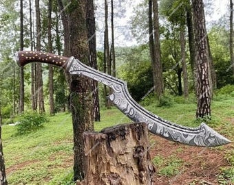 Espada Khopesh de Damasco hecha a mano / Hoja curva del antiguo Egipto / Regalo para él
