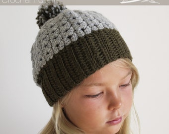 Crochet Pattern: The Shiloh Beanie -Toddler, Child, &  Adult Sizes-beanie puff stitch pom pom fall