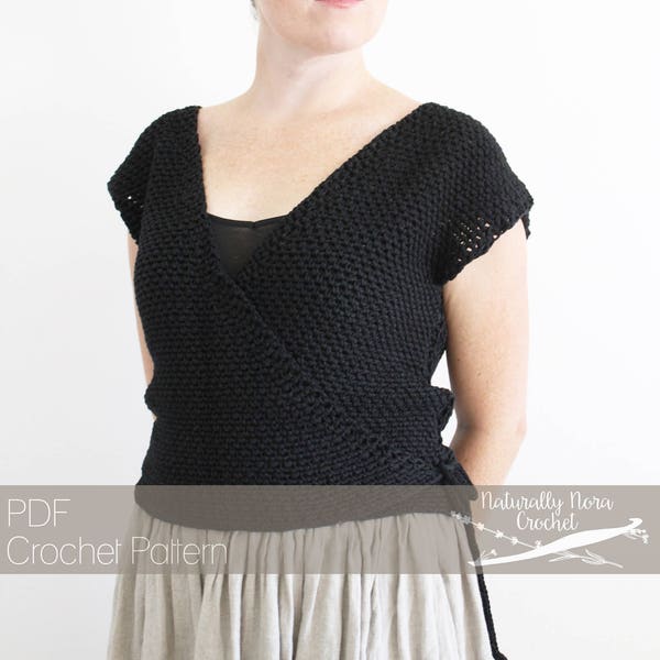 Crochet Pattern: The Rene Wrap Top- Adult Womens Extra Small Medium Large Ballet Sweater Classic Style