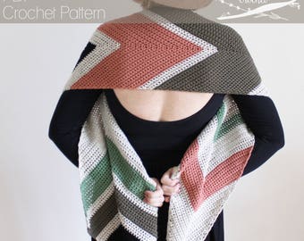 Crochet Pattern: The Narrow Way Scarf one size fall transition striped chevron feather easy stash buster