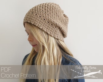 Crochet Pattern: The Oats and Honey Beret -Toddler, Child, & Adult Sizes- slouchy beanie hat ribbed