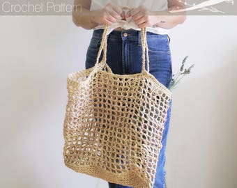 Crochet Pattern: The Riviera Tote- one size market bag raffia simple summer bag