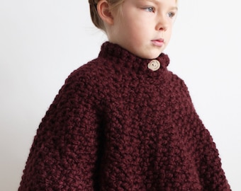 Crochet Pattern: The Agneta Cape  Toddler, Child, Adult- chunky poncho cozy