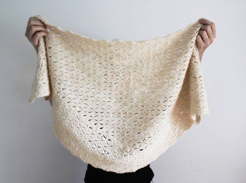 Crochet Pattern: The Love is Patient Shawl, one size, lace, triangle scarf, wrap image 3