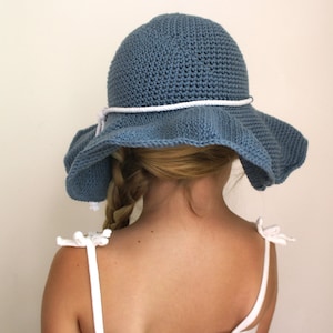 Crochet Pattern: The Rae Sun Hat-3 Sizes Included Toddler, Child, Adult sun hat sun protection floppy brim image 4