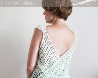 Crochet Pattern: The Avalon Top -Adult Sizes Extra Small, Small, Medium, Large, Extra Large backless sleeveless summer
