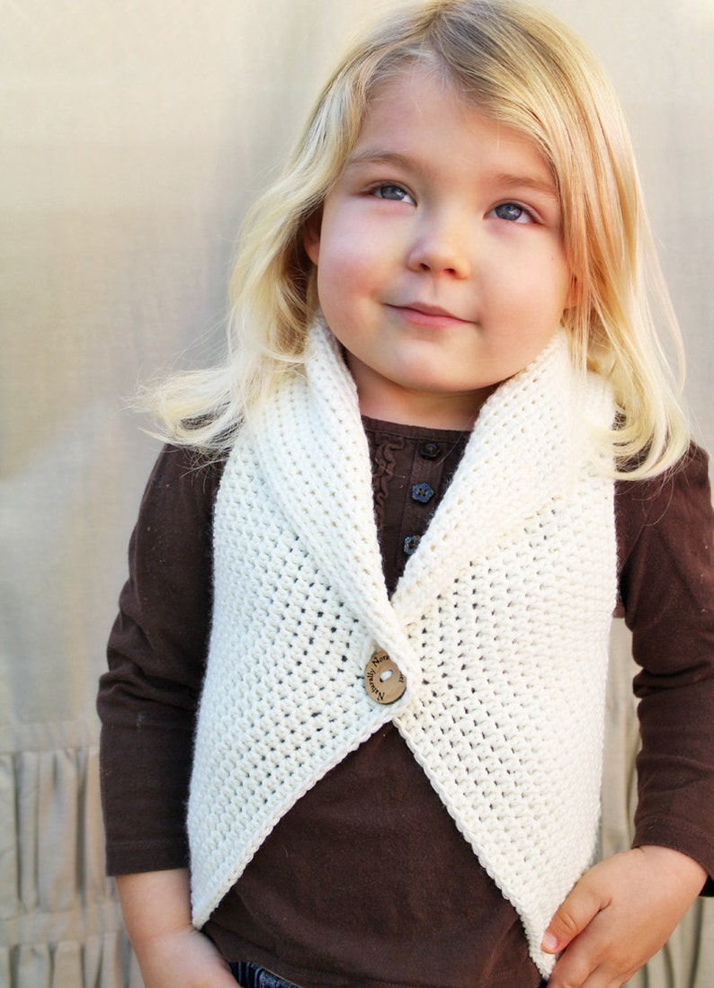 Crochet Pattern: The Clementine Shrug Vest Toddler, Child, & Adult Sm/Med. Sizes sunflower, mustard yellow, spring, fingerless image 7