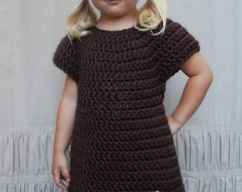 Crochet Pattern: The Penny Dress -Child 2-3T, 4-5T, 6-7, 8-10 Sizes-pull over, apple, pocket, simple, fall
