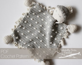 Crochet Pattern: The Woolsly Lamb Lovie one size mini blanket blankie baby shower infant gift polka dot sheep pom pom