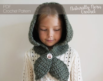Crochet Pattern: The Hannah Hood -Toddler, Child, Adult, Sizes- hood, ascot, button, matryoshka, head scarf, fall, back to school