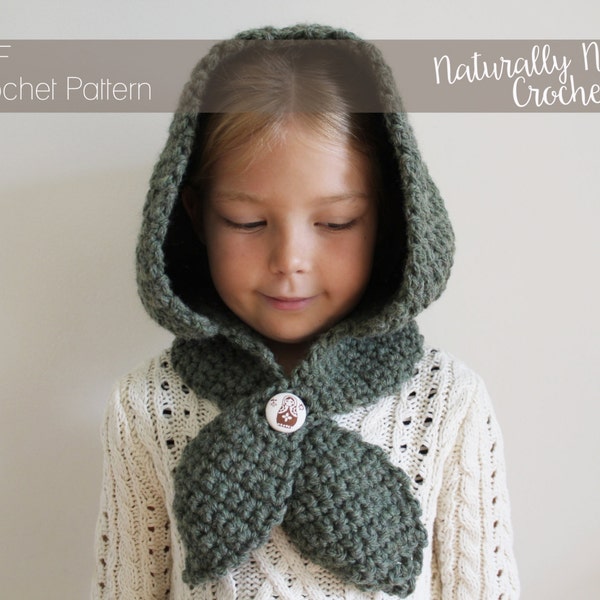 Crochet Pattern: The Hannah Hood -Toddler, Child, Adult, Sizes- hood, ascot, button, matryoshka, head scarf, fall, back to school