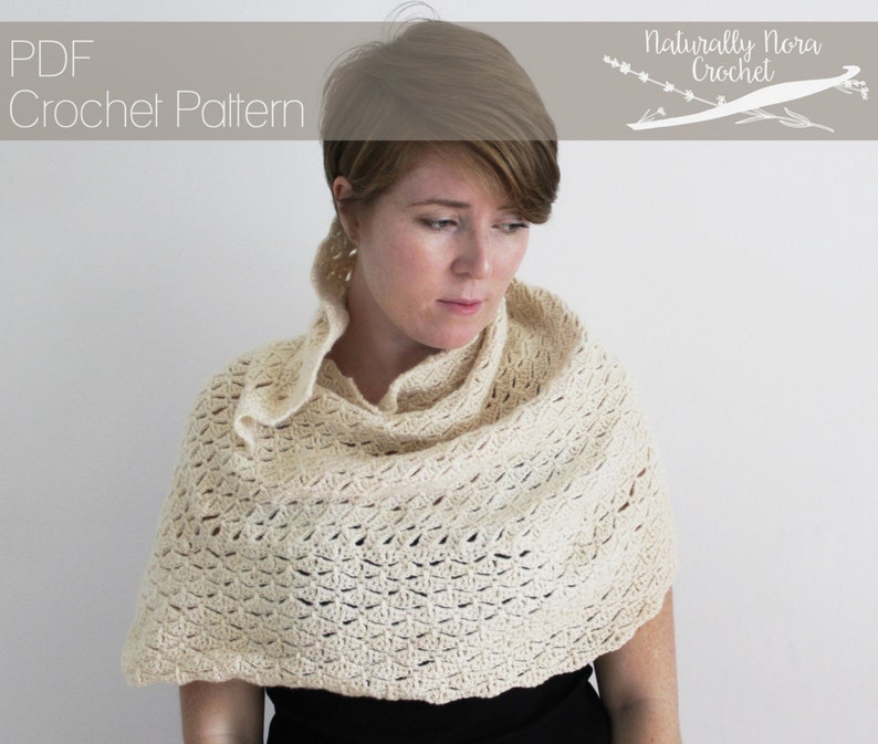 Crochet Pattern: The Love is Patient Shawl, one size, lace, triangle scarf, wrap image 1