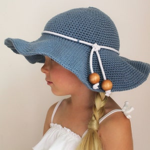 Crochet Pattern: The Rae Sun Hat-3 Sizes Included Toddler, Child, Adult sun hat sun protection floppy brim image 3