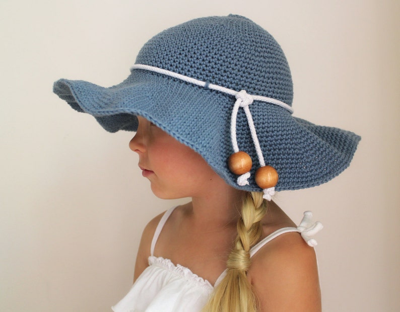 Crochet Pattern: The Rae Sun Hat-3 Sizes Included Toddler, Child, Adult sun hat sun protection floppy brim image 3