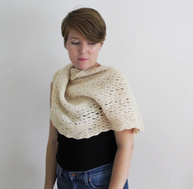 Crochet Pattern: The Love is Patient Shawl, one size, lace, triangle scarf, wrap image 5
