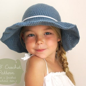 Crochet Pattern: The Rae Sun Hat-3 Sizes Included Toddler, Child, Adult sun hat sun protection floppy brim image 2