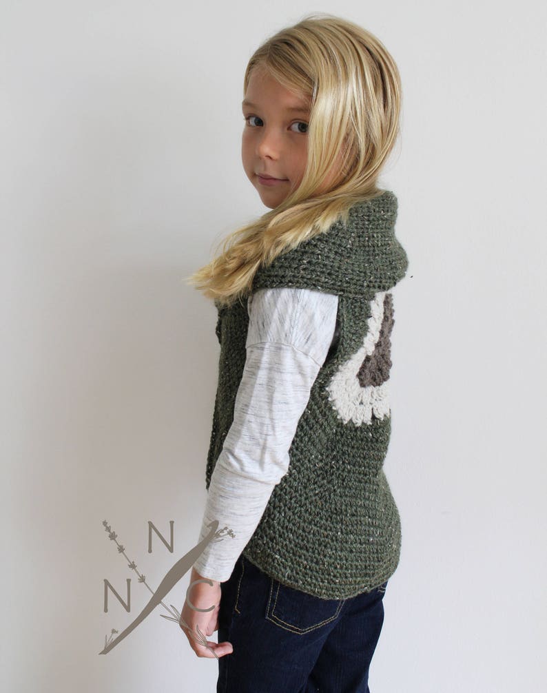 Crochet Pattern: The Clementine Shrug Vest Toddler, Child, & Adult Sm/Med. Sizes sunflower, mustard yellow, spring, fingerless image 4