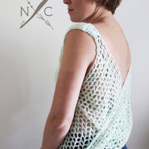 Crochet Pattern: The Avalon Top Adult Sizes Extra Small, Small, Medium, Large, Extra Large backless sleeveless summer image 3