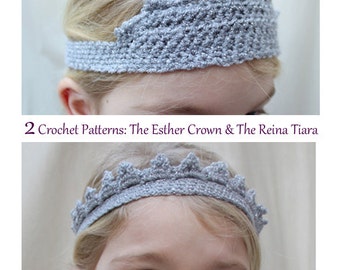 2 PATTERN Set: The Esther Crown & The Reina Tiara-Newborn, Baby, Toddler, Child, Adult Sizes-cape, queen, princess, dress-up, costume