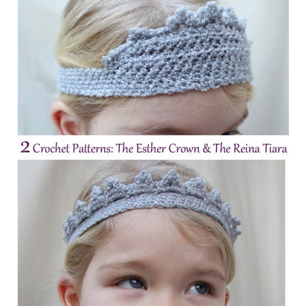 2 PATTERN Set: The Esther Crown & The Reina Tiara-Newborn, Baby, Toddler, Child, Adult Sizes-cape, queen, princess, dress-up, costume