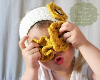 Crochet Pattern: The Camille Headband or Warmer-Toddler, Child, Adult, and Tie Back Sizes Included- flower, switch, summer, button