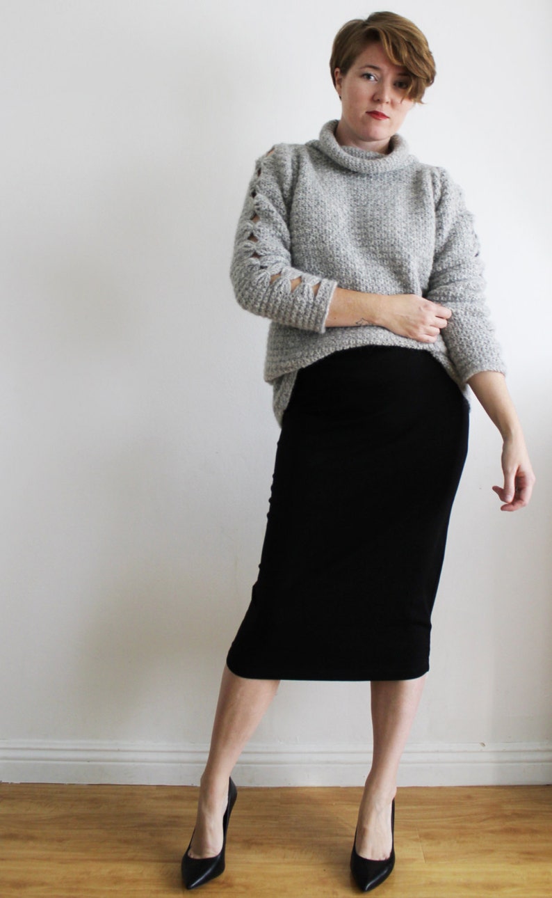 Crochet Pattern: The Abequa Sweater Adult Womens Small Medium Large Extra Large XXL cozy turtleneck tunic oversized image 4