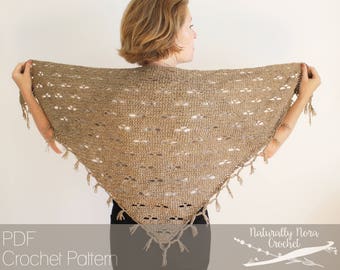 Crochet Pattern: The Harvest Bloom Shawl one size triangle scarf lace autumn fall transitional fringe