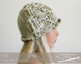 Crochet Pattern: The Forager Cloche Sizes Toddler Child Adult cables leaf beanie spring botanical tutorial