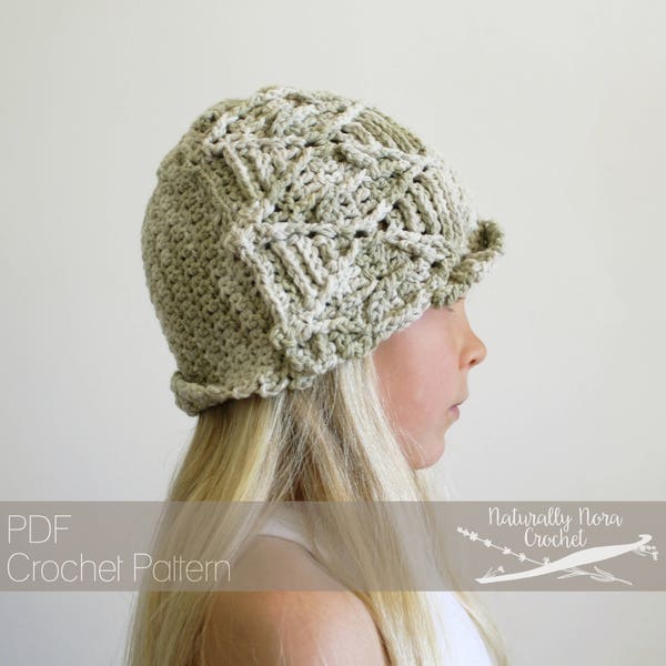 Modèle de crochet : The Forager Cloche Tailles Tout-petit Enfant Adulte câbles feuille bonnet printemps tutoriel botanique