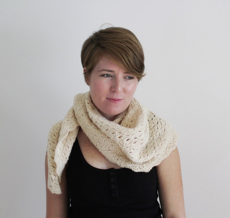 Crochet Pattern: The Love is Patient Shawl, one size, lace, triangle scarf, wrap image 4