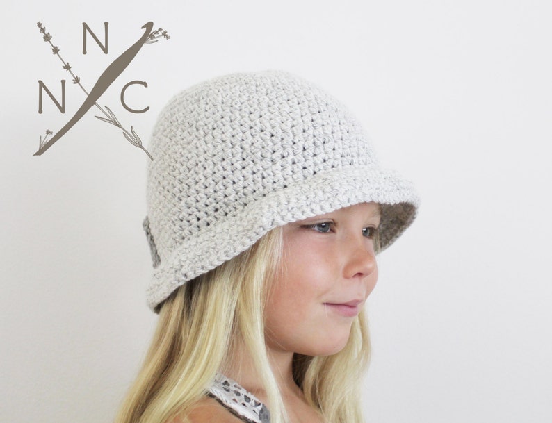 Crochet Pattern: The Evelyn Cloché Toddler, Child, & Adult Sizes-bow, twenties style hat, tweed image 2