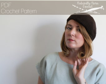 Crochet Pattern: The Bookclub Beret Adult Small Large Tam Guernsey Simple 1940's