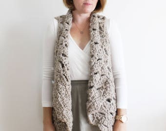 Crochet Pattern: The Neve Wrap  Adult Small Medium Large vest super chunky soft