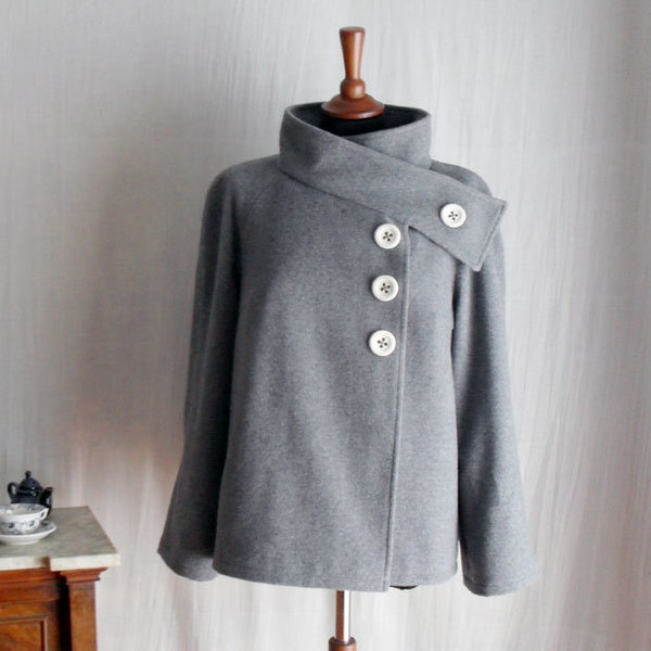 Grey wool coat - winter coat wool jacket womens jacket