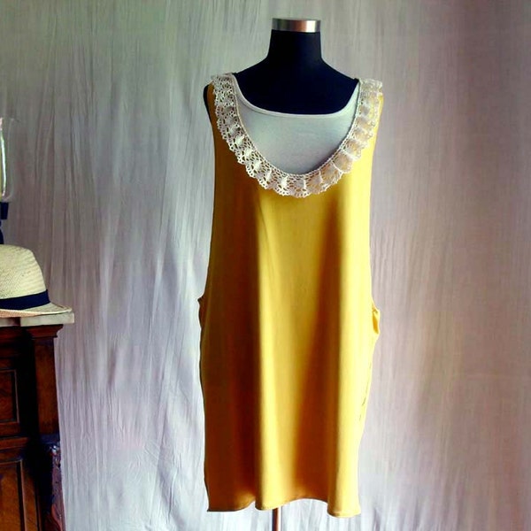 Mustard tank dress - tshirt dress halter dress in cotton jersey