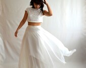 RESERVED for B. -Crop top wedding dress, boho wedding dress, bohemian wedding dress, Hippie wedding dress, Bridal separates,Bridal gown,