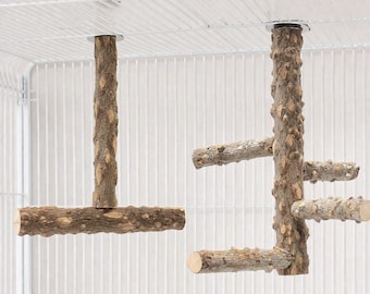 Percha de madera natural para periquitos, cacatúas y agapornis, para uso interior o exterior de la jaula, ideal para descansar, trepar y jugar.